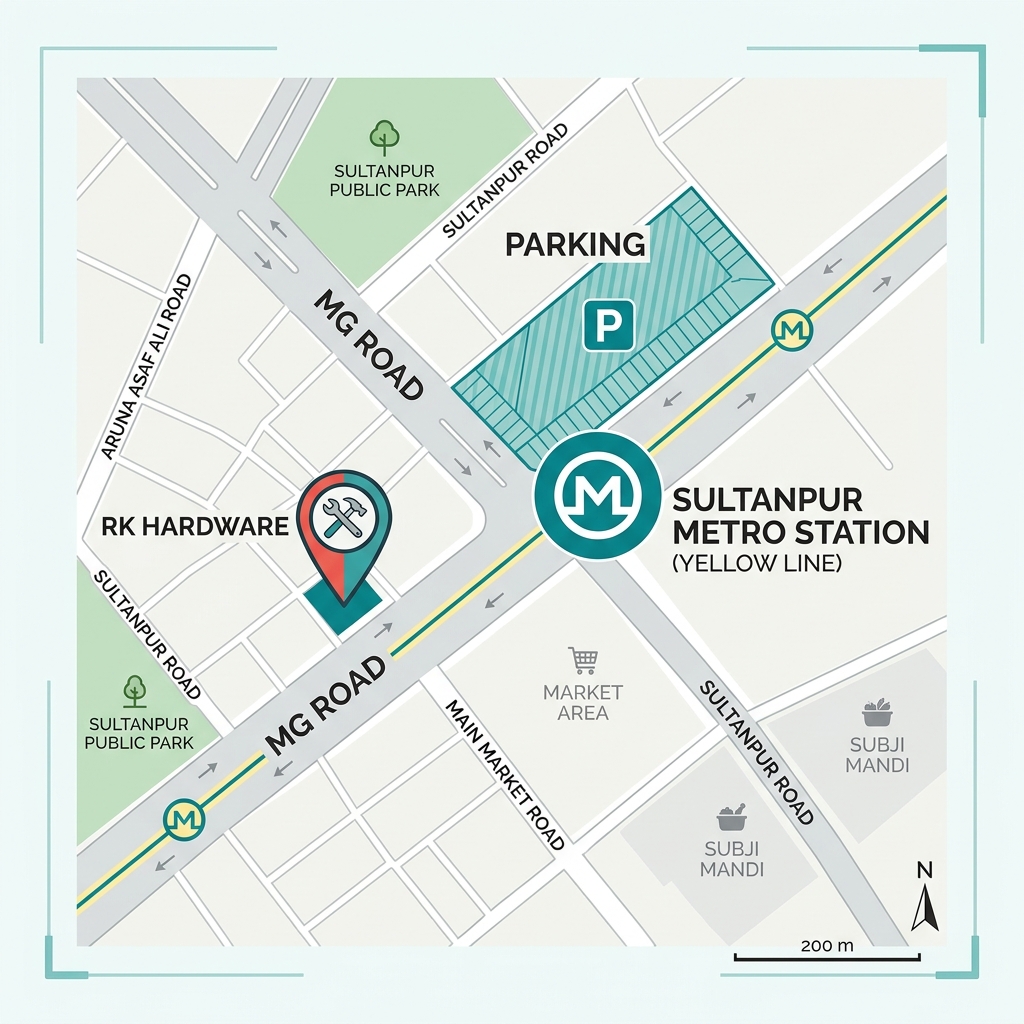 RK Hardware Location Map - Sultanpur MG Road Delhi
